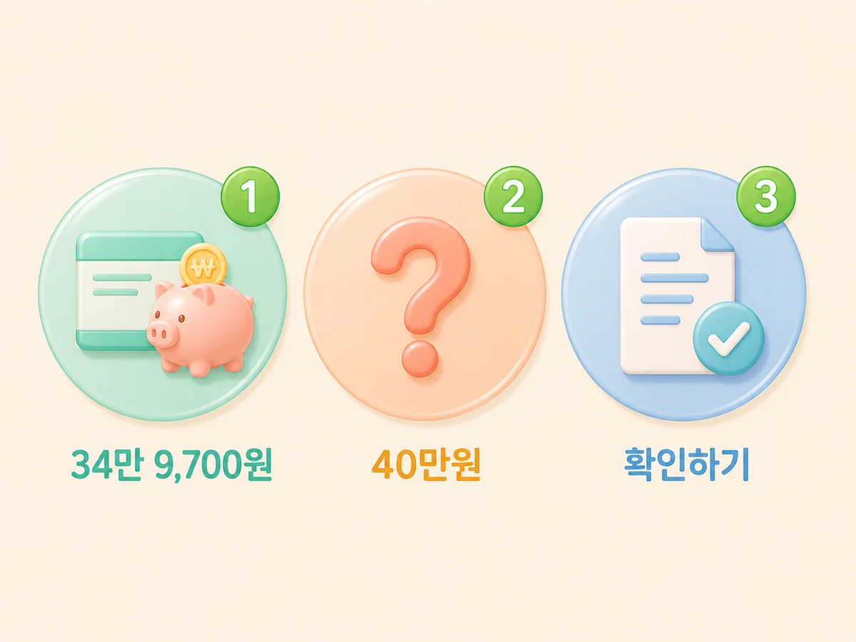 2026년 기초연금 기준연금액 34만 9,700원과 40만원 인상 계획을 비교한 일러스트